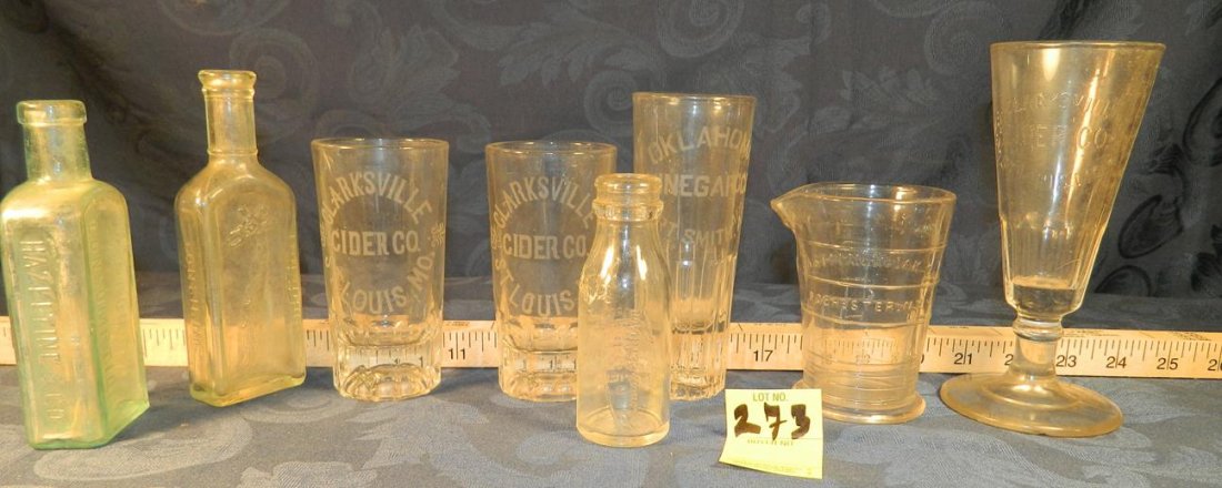 ADVERTISING GLASSES, THOMAS EDISON, VINEGAR COMPANIES: See Photos for measurements and condition