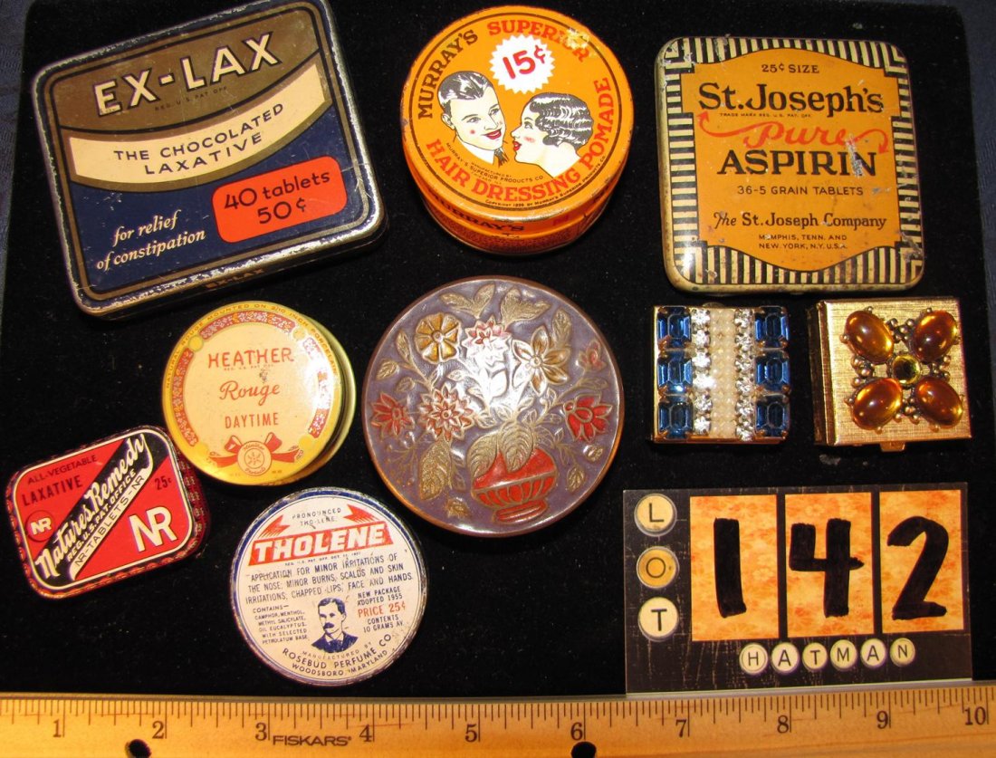 ANTIQUE VINTAGE TINS: See Photos for measurements and condition. More lots will be added daily. Make sure you view our upcoming auctions: Automobilia - Springfield MO, Oct. 26. Old West, Artifacts, and Western TV Memorabil