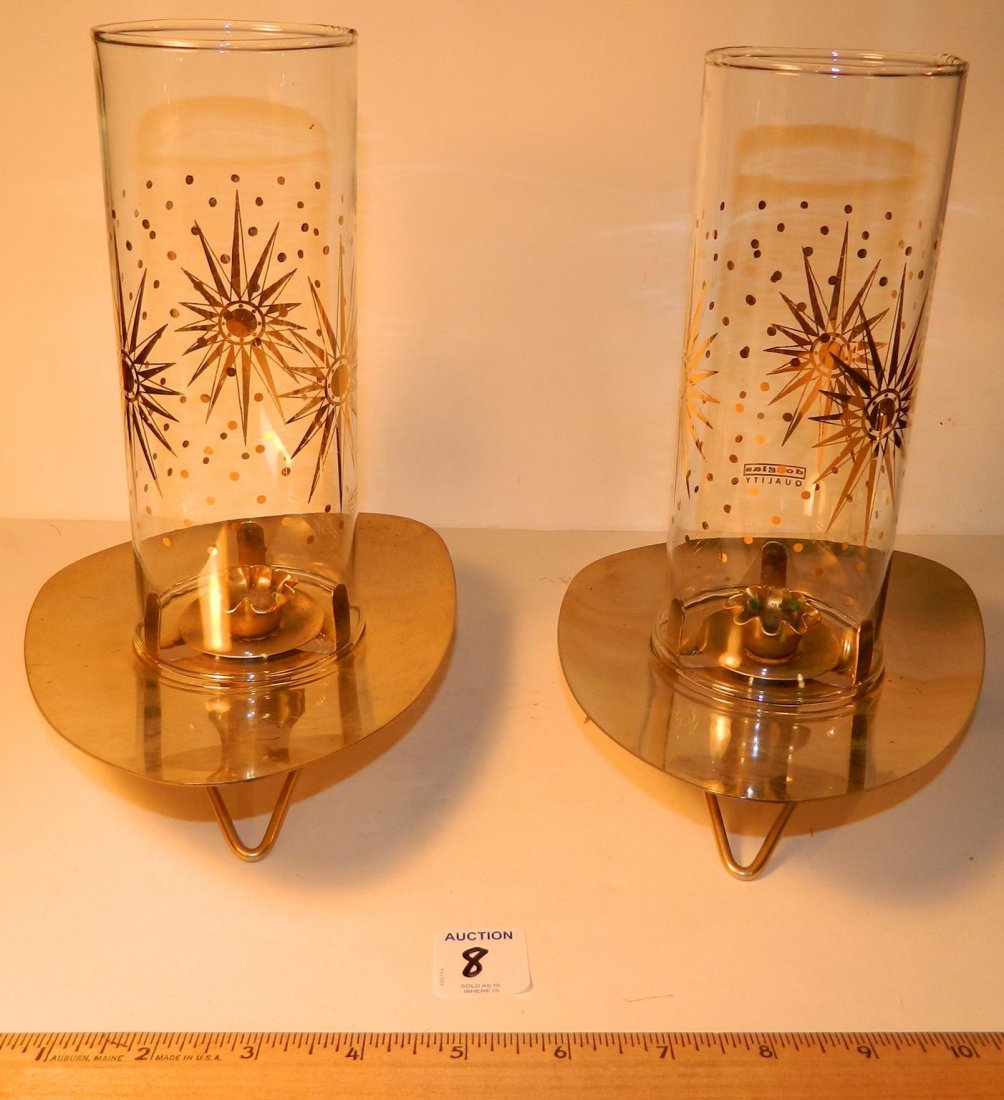 MID CENTURY SPACE AGE CANDLE HOLDER SET: WELCOME TO HATMAN AUCTIONS. Visit www.christiehatman.com for 100's of color pictures. On this lot, please see photos for condition and measurements. WE SELL COLLECTIONS, so contact us when you want to