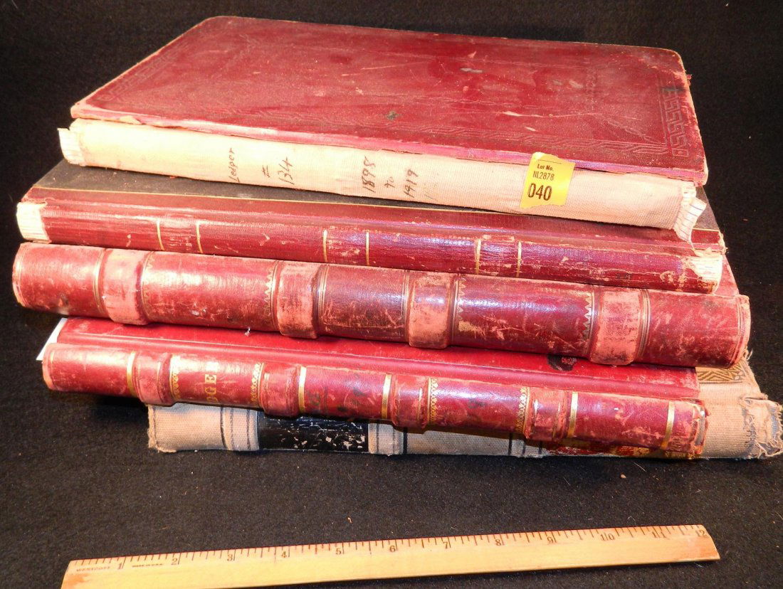 LEDGER BOOKS LEATHER ANTIQUE 1909 ODD FELLOWS (1 of 4)