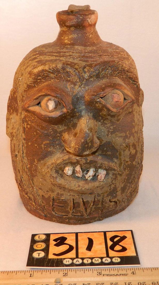 FACE JUG BY CORNBREAD NUMBER 34 FOR SHARON ELVIS FOLK (1 of 4)