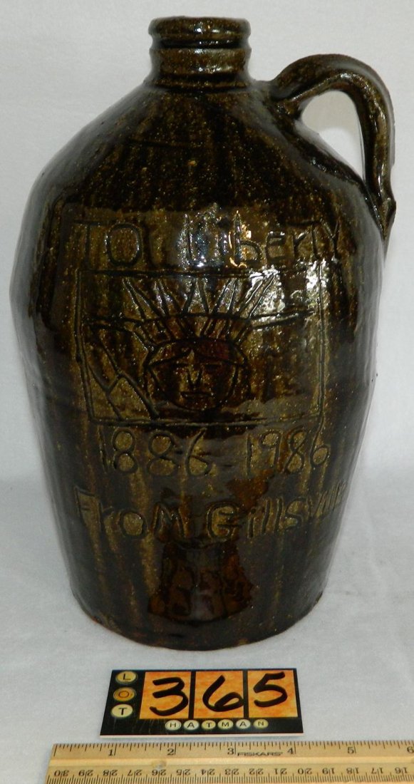 GILLSVILLE 1984 TO LIBERTY BY CHESTER HEWELL STATUE OF: Welcome to Hatman Auctions. This auction features fantastic primitives, folk art, pottery, face jugs, rarities. Please scroll through all the hundreds of lots featured in this auction.