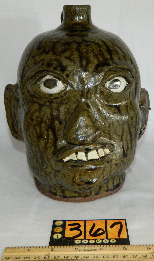 CHESTER HEWELL 1993 FACE JUG FOLK ART (1 of 7)