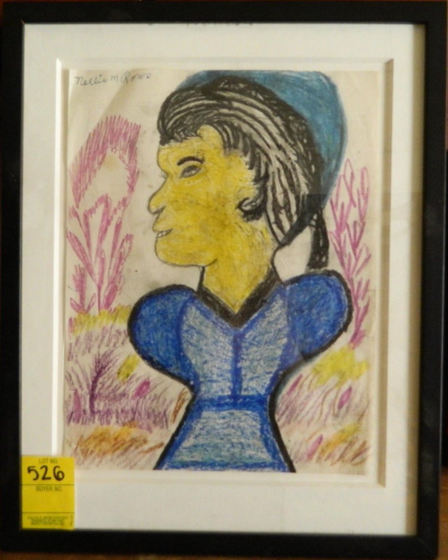 NELLIE MAE ROWE SELF PORTRAINT CRAYON INK ON PAPER (1 of 2)
