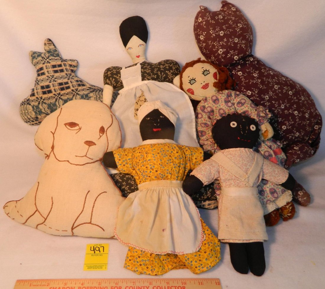 HANDMADE CLOTH DOLLS ANIMALS BLACK AMERICANA PAINTED (1 of 1)