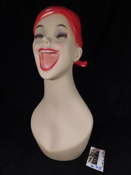 LAUGHING LADY BUST RED HEADED MANNEQUIN STORE DISPLAY (1 of 5)