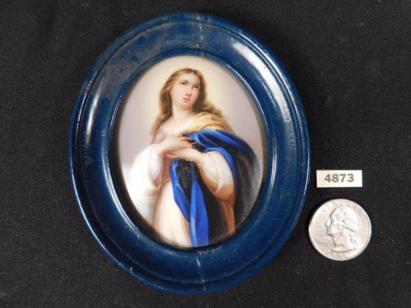 HAND PAINTED PORCELAIN FRAME PICTURE OF WOMEN (1 of 1)