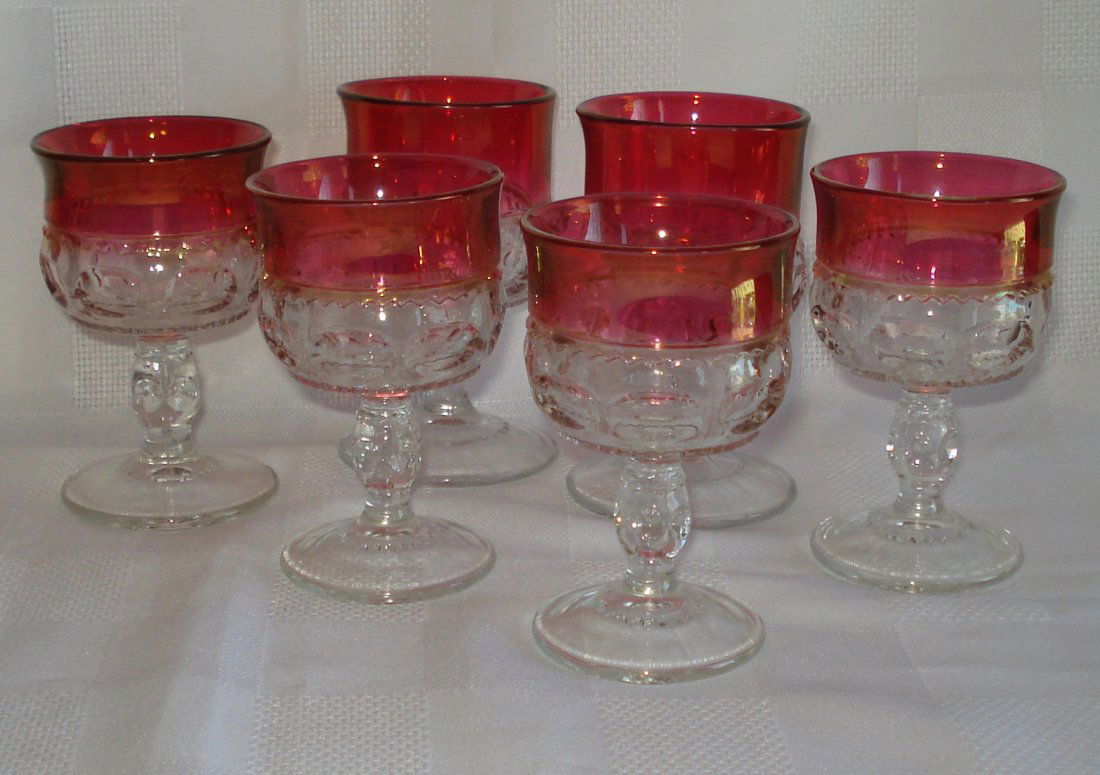 lot of 6 cranberry stemware (1 of 5)
