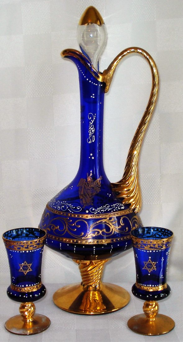 3-piece cobalt blue glass decanter set (1 of 10)