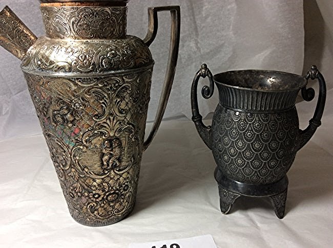 Silver Plate Ornate Shaker & Vase: Silver Plate Ornate Shaker & Vase