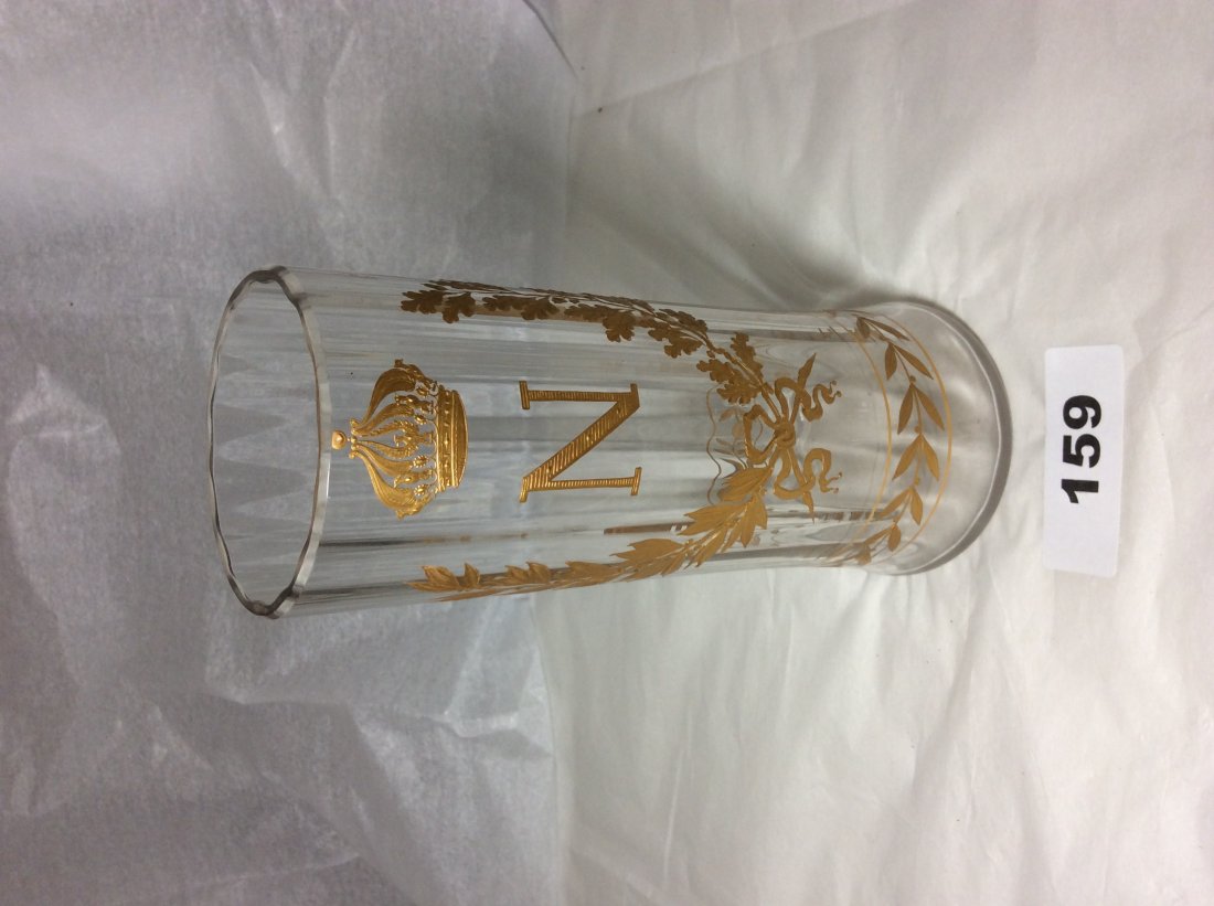 Napolian Gold Crest Vase: Height is 9 inches, 3 1/2 inches diameter