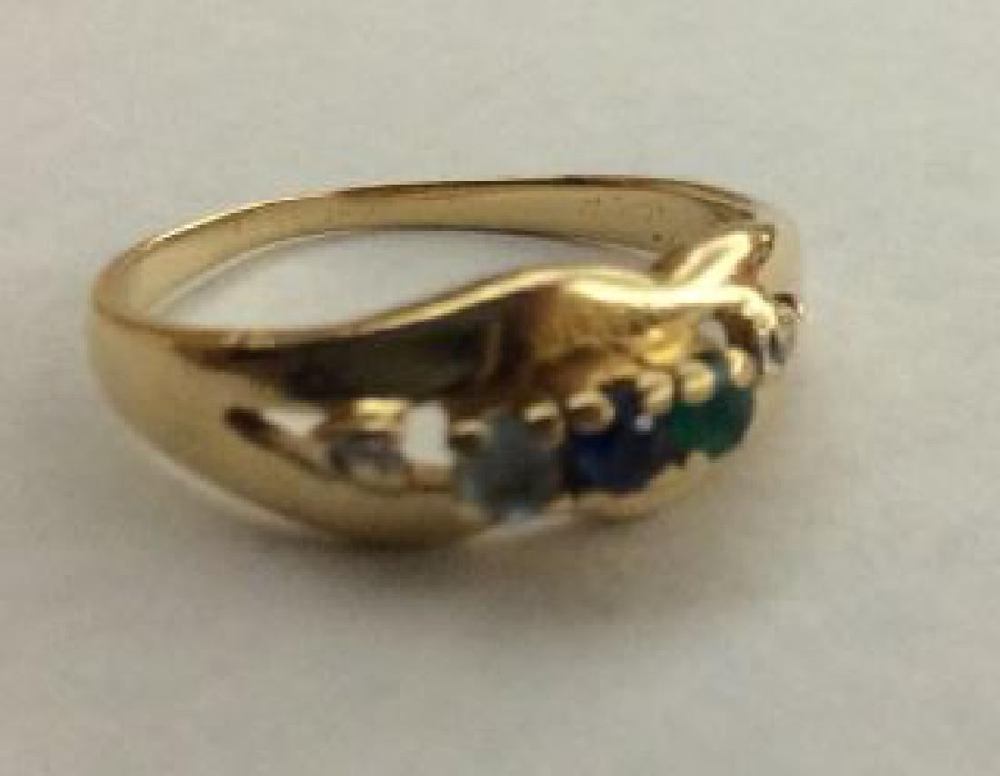 14kt Gold Mother's Ring w/ Emerald Sapphires & (1 of 3)