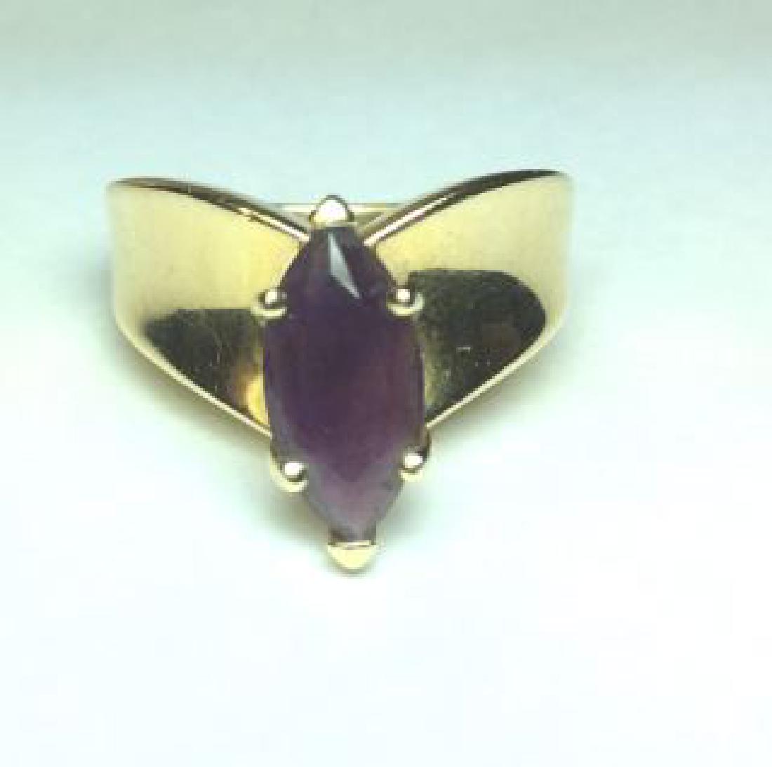 14kt Yellow Gold Amethyst Ring, Marquise Cut (1 of 6)