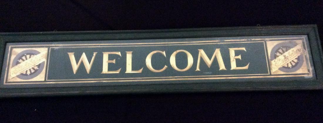 Welcome to Studebaker Sign -Reverse oil on glass (1 of 3)