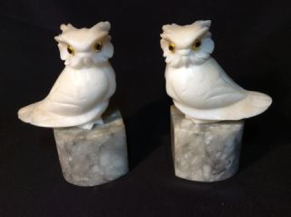 Pair of Marble Owl Bookends 6.5" tall by 5" across (1 of 3)