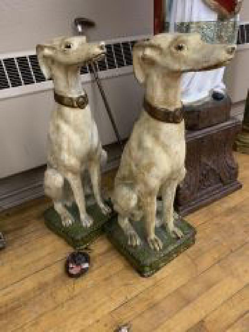 2 Red Clay Grey Hound Guard Dogs 32" tall and 11" base (1 of 5)