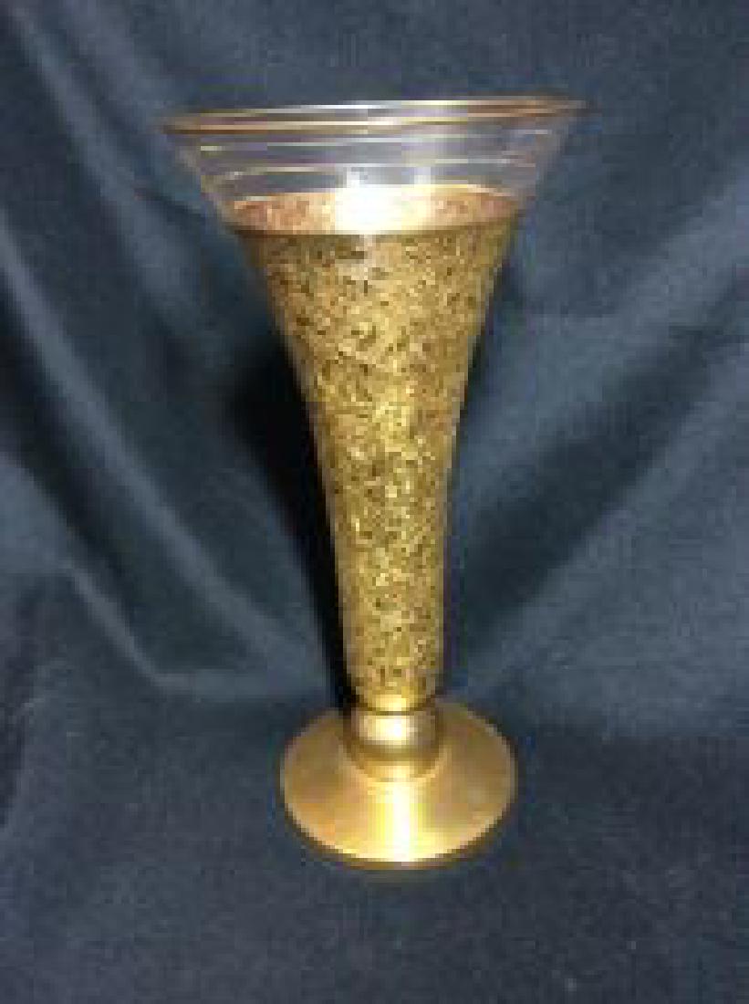 22kt Gold Fluted Vase 10" tall: 10" tall
