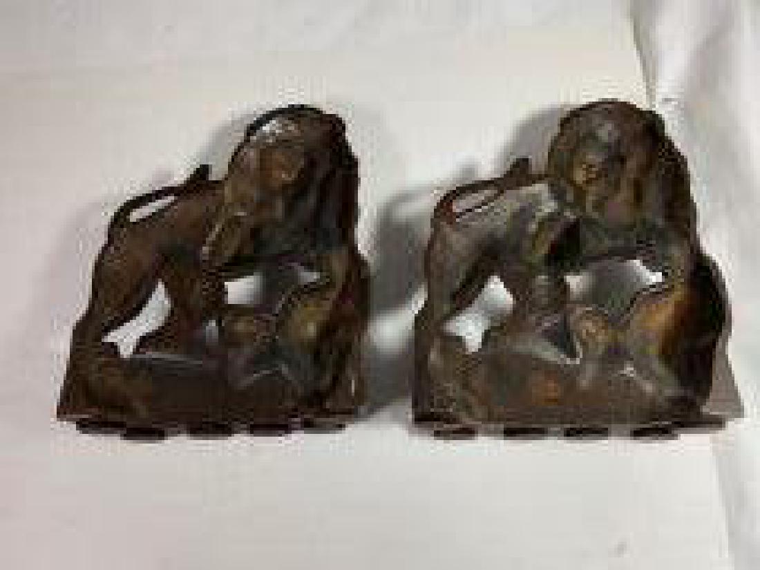 Iron Bronze Coated Lion Bookends Measures 6" high by 5" (1 of 7)