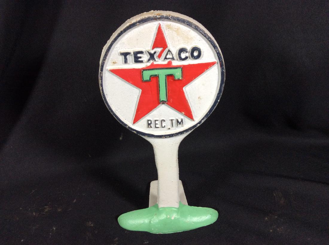 Cast Iron Painted Texaco Door Stop: .