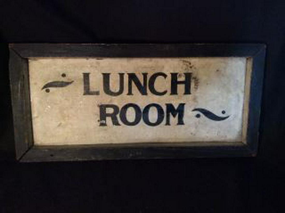 Early "Lunch Room" Tin Sign 19" width by 9" height (1 of 3)