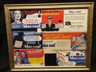 Blue Coal Framed Advertisement Ephemra frame measures: frame measures 15.5" x 12.5"