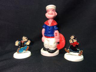 Popeye Die Cast Bank w/ 2 plastic figurines: .