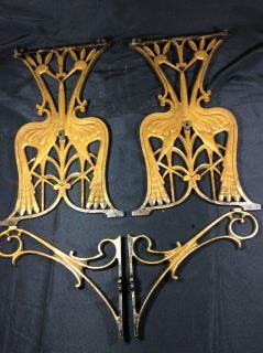 Retro Iron Bench Legs w/ Supports 2 Cranes on each leg, (1 of 9)