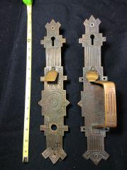 Antique Brass Door Handles Each measures 13.5" long. (1 of 8)