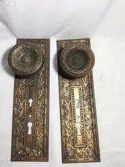 Vintage Extremely Ornate Door Knobs- Pair each measures: each measures 10" x 3"