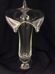 Steuban Art Glass Vase w/ Teardrops Lip measures 15": measures 15" tall x 7" wide