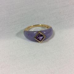 14kt Yellow Gold Amythest w/ Purple Jade Ring size 10.5: size 10.5