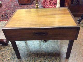 Danish Modern-style End Table w/ 3 TV Diner Trays,: w/ 3 TV Diner Trays, measures 19" tall x 25" wide x 17" depth