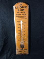 Advertising Thermometer from Hamburg, NY Early: Early Advertising from RF Knoche & Son. Measures 21.5" tall by 6" wide