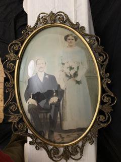 Victorian Oval Metal Framed Wedding Portrait H 23 1/2 L (1 of 5)