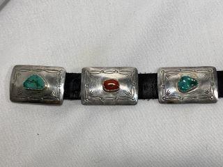 Indian Hand made Silver Belt w/ Medallions Coral, (1 of 6)