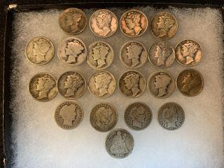 Silver Dime Collection Mercury Head, Sitting Liberty & (1 of 3)