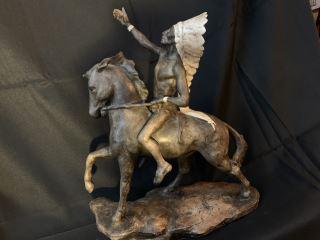 American Indian on Steed California artist Anthony: California artist Anthony #168, height 19", length 16", depth 8"