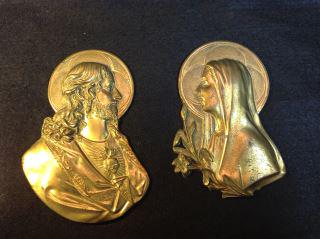 Mother & Son Sacred Heart Pair Wall Plaques 1920's (1 of 6)
