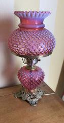 Victorian Style Cranberry Hobnail Lamp height 16" x 8" (1 of 6)
