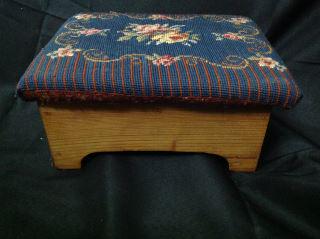 Elegant Foot Rest Needlepoint step stool, 6" tall x 12" (1 of 3)