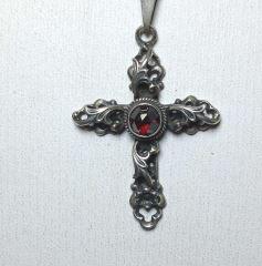 Garnet on Sterling Cross & Chain Necklace . (1 of 8)