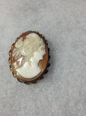 Cameo Broach - Gold Filled Frame 1.25" tall (1 of 4)