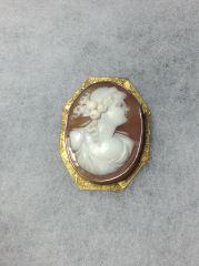 Cameo Broach - 14kt Gold Framed 2" tall, Hand carved (1 of 4)