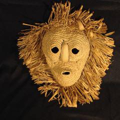 Iroquois Indian Corn Husk Mask Ceremonial Mask to Bless: Ceremonial Mask to Bless Crops, measures 15" height by 14" across