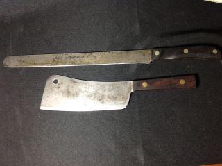 Bread Knife & Meat Cleaver Bread Knife is 18" long, (1 of 7)