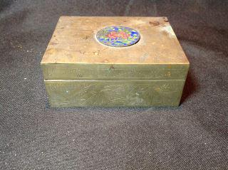 Enamel Overlay on Brass Cigarette Box Early Cigarette (1 of 9)