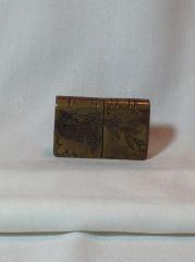 WWI Engraved Brass Book Lighter measures 2.5" x 1.5": measures 2.5" x 1.5"