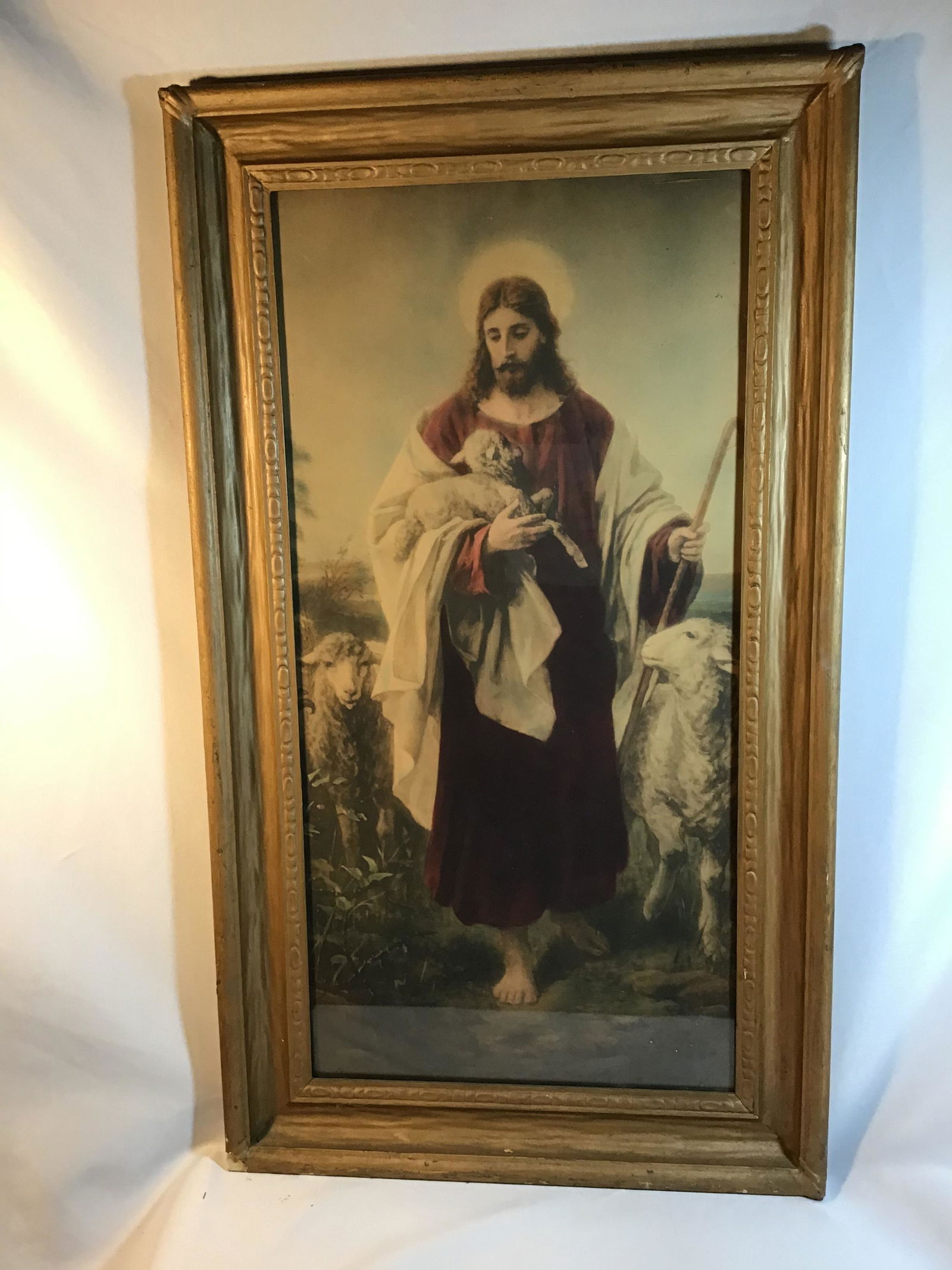 Religious Jesus Lithograph - Lost Lamb measures 33" x (1 of 5)