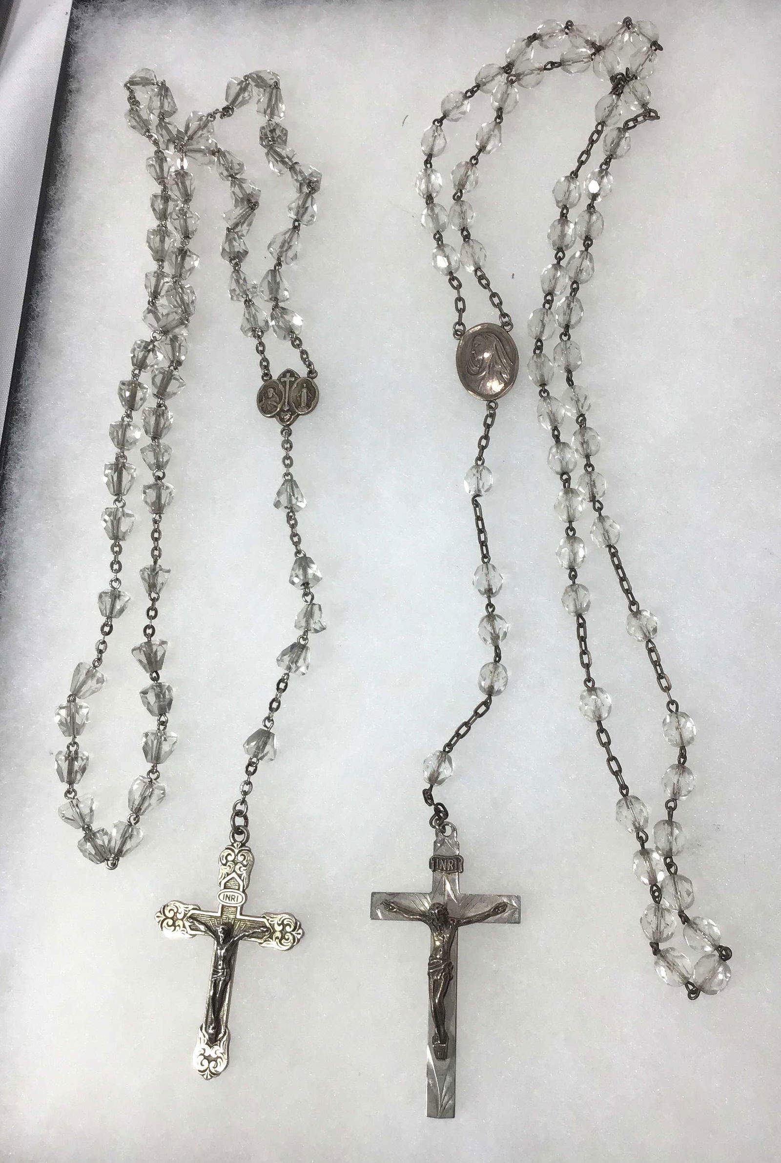 Sterling Rosaries (2) Crystal Marked on back, one has (1 of 5)