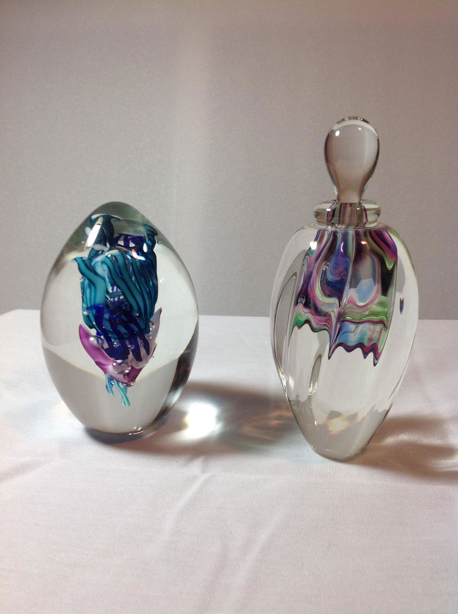 Art Glass  Perfume Bottle and Paper weight Tallest is (1 of 8)